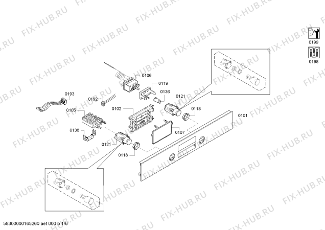Схема №6 HBA13B262B с изображением Панель управления для электропечи Bosch 00675703