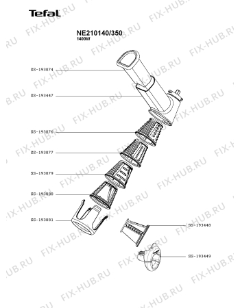 Взрыв-схема мясорубки Tefal NE210140/350 - Схема узла 7P004936.3P3