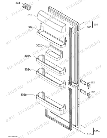 Взрыв-схема холодильника Aeg SCS51800S2 - Схема узла Door 003