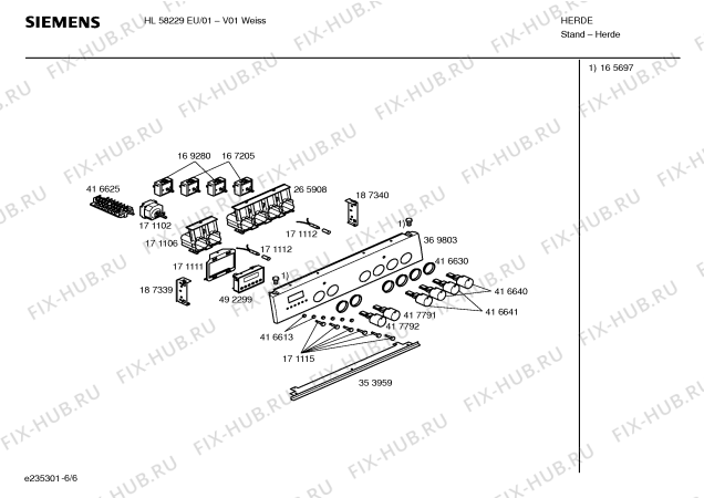 Взрыв-схема плиты (духовки) Siemens HL58229EU - Схема узла 06