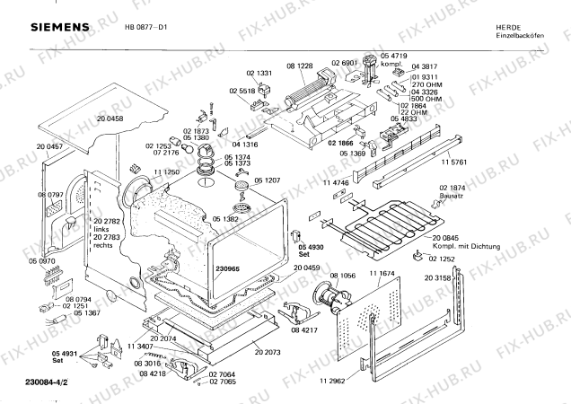 Взрыв-схема плиты (духовки) Siemens HB0877 - Схема узла 02