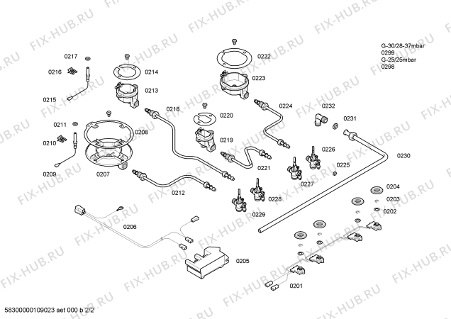 Схема №2 T2736N0NL Neff с изображением Варочная панель для плиты (духовки) Bosch 00429245