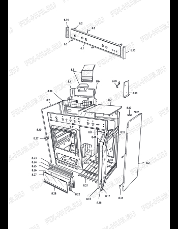 Схема №5 SGGX854 с изображением Часть корпуса для духового шкафа DELONGHI 35F2228XD1