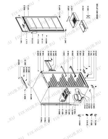 Схема №1 AFG 372/H с изображением Дверка для холодильной камеры Whirlpool 481944269222