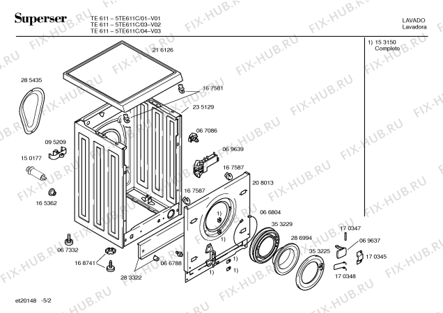 Схема №4 5TE611C TE611 с изображением Панель управления для стиралки Bosch 00358388