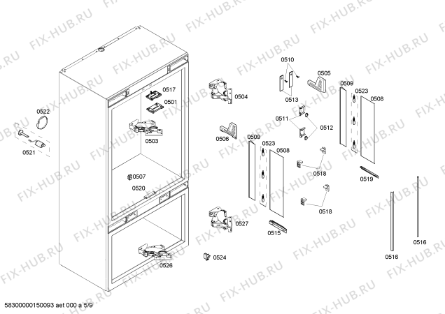 Схема №9 T36BT71FS с изображением Внешняя дверь для холодильника Bosch 00248445