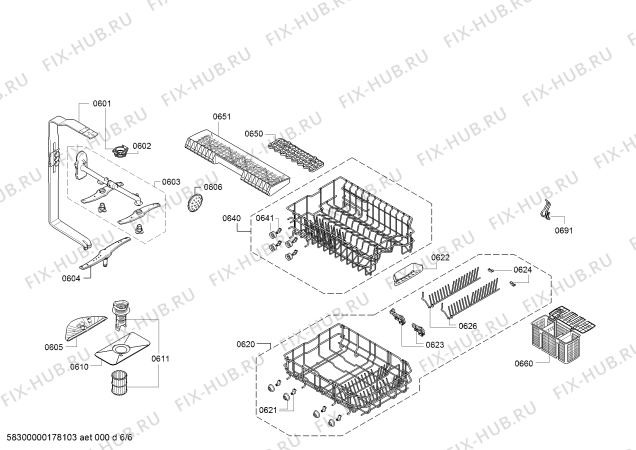 Взрыв-схема посудомоечной машины Bosch SPS40E82EU Aqua Stop Serie 2 - Схема узла 06