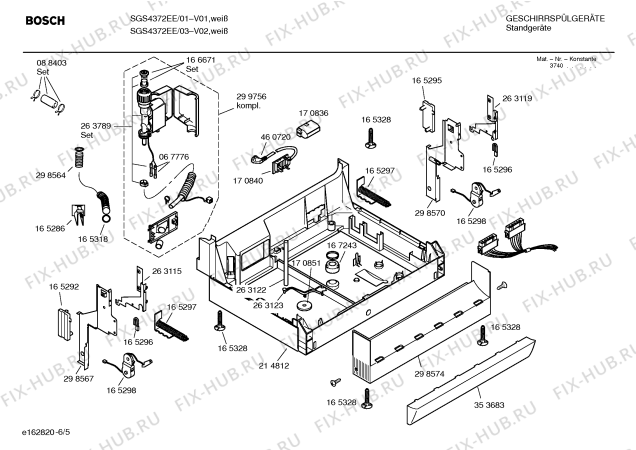 Взрыв-схема посудомоечной машины Bosch SGS4372EE GrandPrix - Схема узла 05