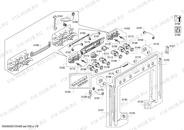 Схема №5 HB73RS551E с изображением Модуль управления, незапрограммированный для плиты (духовки) Siemens 00669453