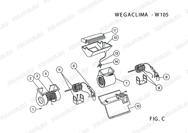 Взрыв-схема кондиционера Wegaclima W 105 - Схема узла 3