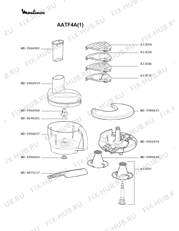 Взрыв-схема кухонного комбайна Moulinex AATF4A(1) - Схема узла HP000408.5P3