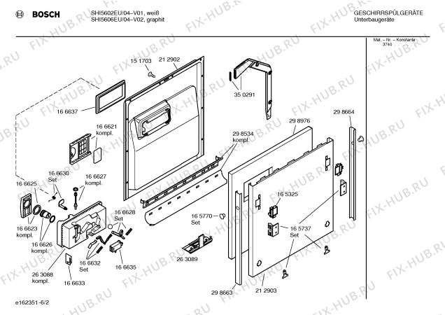 Взрыв-схема посудомоечной машины Bosch SHI5602EU - Схема узла 02