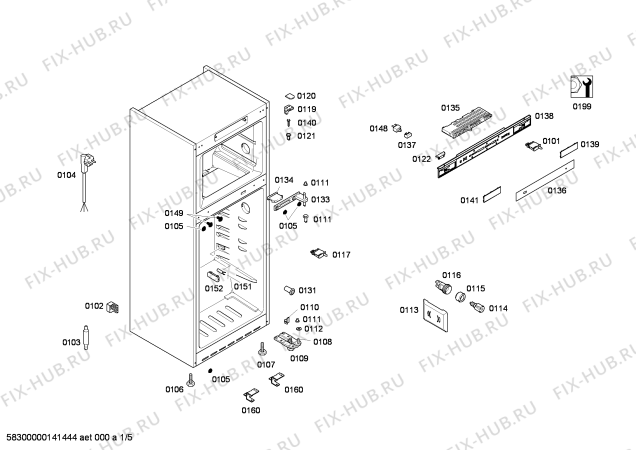 Схема №5 BD4653ANFH с изображением Дверь морозильной камеры для холодильной камеры Bosch 00683592