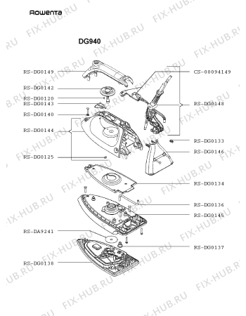 Взрыв-схема утюга (парогенератора) Rowenta DG940 - Схема узла YP002771.8P2