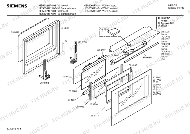 Схема №6 HB55021FN с изображением Инструкция по эксплуатации для электропечи Siemens 00519646