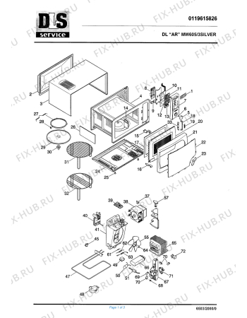 Схема №1 MW605/3 SILVER с изображением Тэн для микроволновки DELONGHI 5119100600