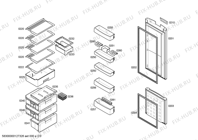 Схема №2 3KEB6810 с изображением Дверь для холодильника Bosch 00244357