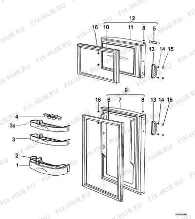 Взрыв-схема холодильника Electrolux ERD22098W - Схема узла Door 003