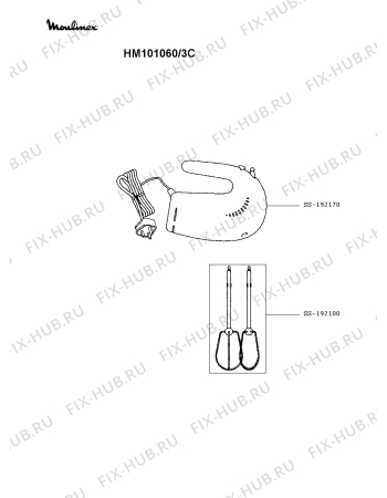 Схема №1 HM101060/3C с изображением Моторчик для электромиксера Moulinex SS-192170