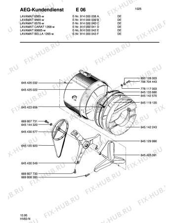 Взрыв-схема стиральной машины Aeg LAV6576 - Схема узла Tub and drum