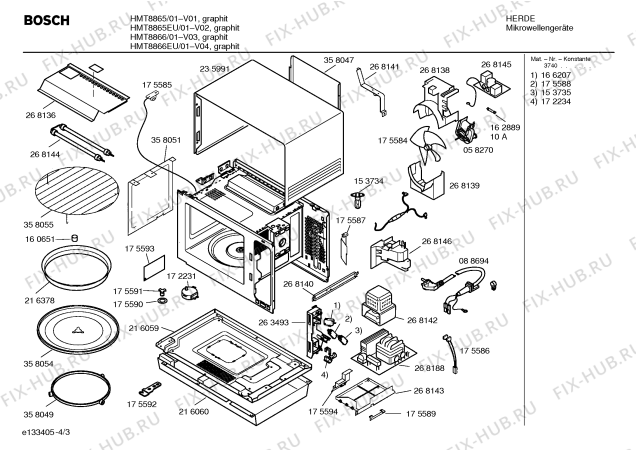 Взрыв-схема микроволновой печи Bosch HMT8866EU - Схема узла 03