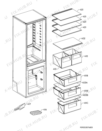 Взрыв-схема холодильника Arthur Martin AMN2812BOW - Схема узла Internal parts