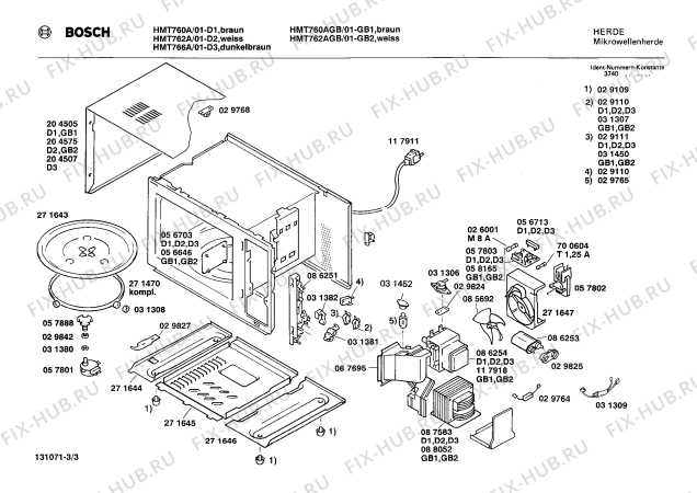 Взрыв-схема микроволновой печи Bosch HMT762AGB - Схема узла 03