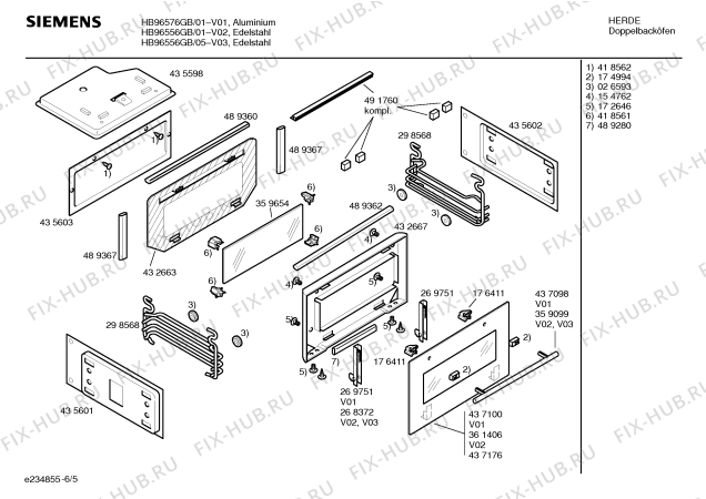 Схема №6 HB96576GB с изображением Каталитическая панель для плиты (духовки) Siemens 00435600
