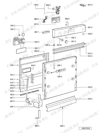 Взрыв-схема посудомоечной машины Indesit ADG644IX5 (F091621) - Схема узла