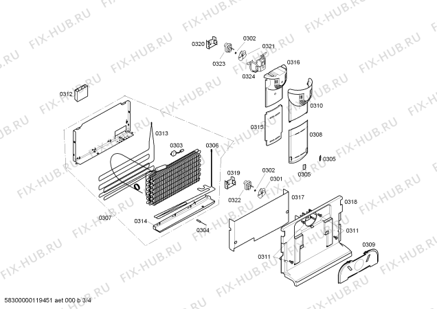 Взрыв-схема холодильника Bosch KGU40698NE - Схема узла 03