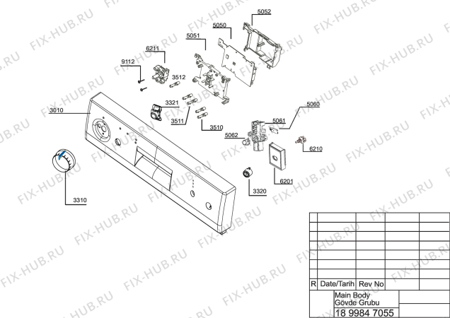 Взрыв-схема посудомоечной машины Beko DSS 2500 XP (7690883955) - EXPLODED VIEW (PANEL GR)