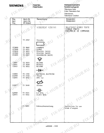 Схема №15 FS997N4EU с изображением Конденсатор для жк-телевизора Siemens 00738953