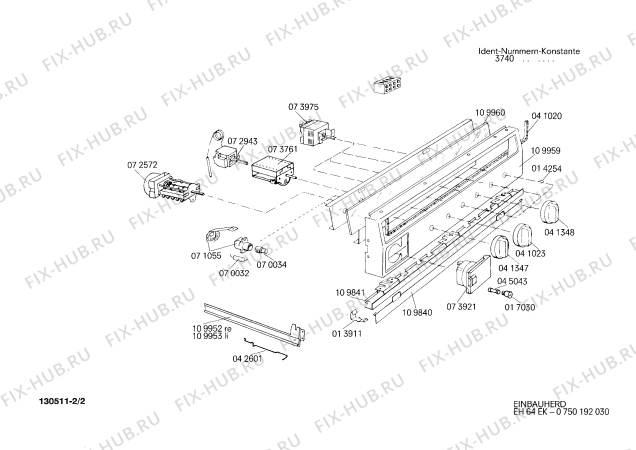 Взрыв-схема плиты (духовки) Bosch 0750192030 EH64EK - Схема узла 02