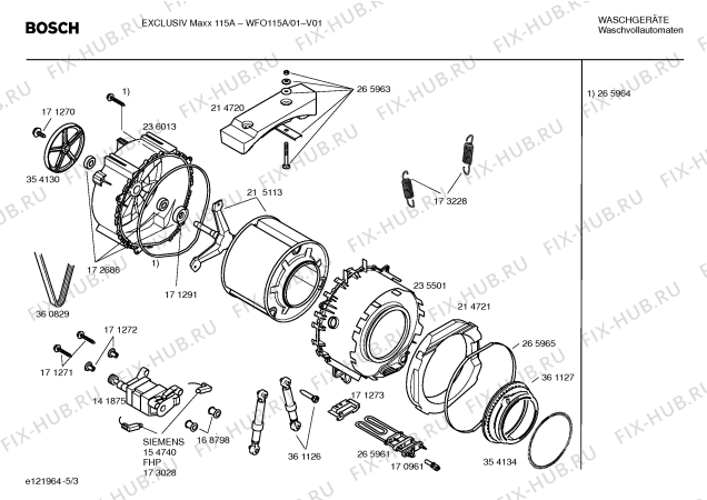 Взрыв-схема стиральной машины Bosch WFO115A EXCLUSIV Maxx 115 A - Схема узла 03