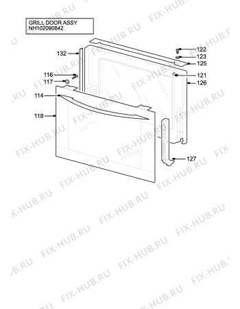 Взрыв-схема плиты (духовки) Tricity Bendix TBU750X - Схема узла H10 Grill door assy