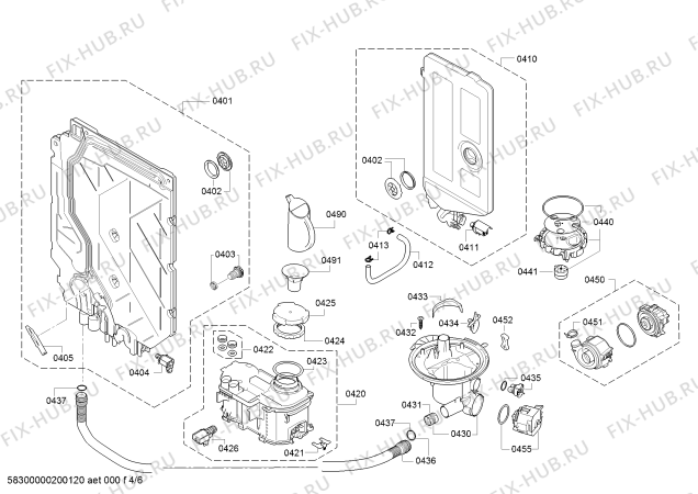 Взрыв-схема посудомоечной машины Bosch SMU46GS00D Exclusiv - Схема узла 04