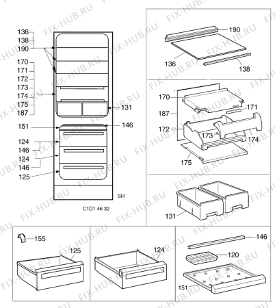 Взрыв-схема холодильника Electrolux ER8407B - Схема узла C10 Interior