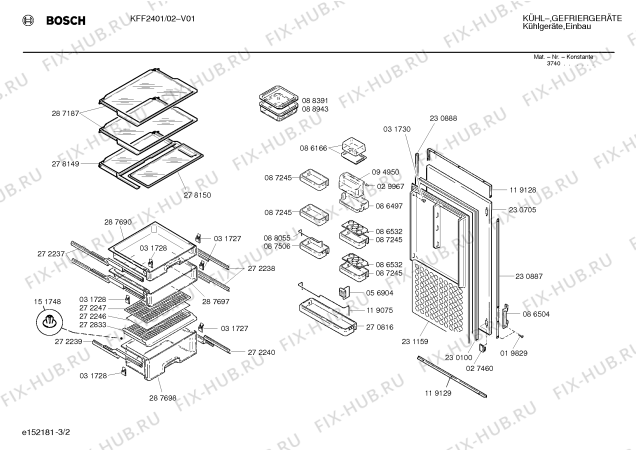 Схема №3 KFF2401 с изображением Контейнер для холодильника Bosch 00287698