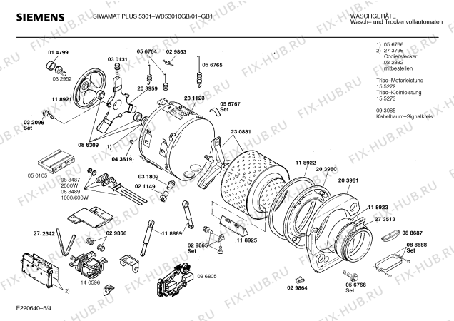 Схема №5 WM44330SI SIWAMAT PLUS 4433 с изображением Триак для стиральной машины Bosch 00155273