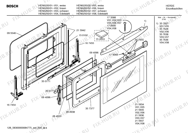 Схема №6 HEN6200 S2001 с изображением Панель управления для духового шкафа Bosch 00357633