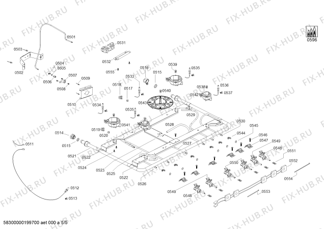 Схема №5 FG125K14SC COCINA CX720 BLANCA с изображением Декоративная панель для плиты (духовки) Bosch 00637614