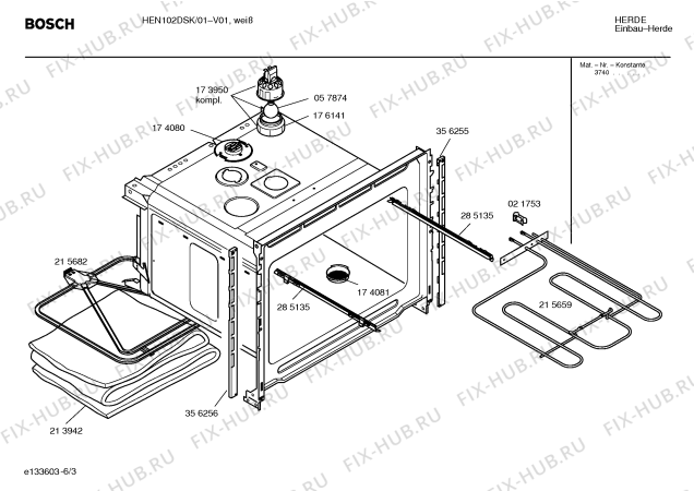 Схема №5 HEN102DSK с изображением Инструкция по эксплуатации для духового шкафа Bosch 00527174