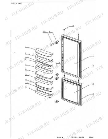 Взрыв-схема холодильника Electrolux IK303.1LWS - Схема узла Refrigerator door