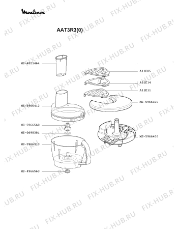 Взрыв-схема кухонного комбайна Moulinex AAT3R3(0) - Схема узла JP000444.7P3