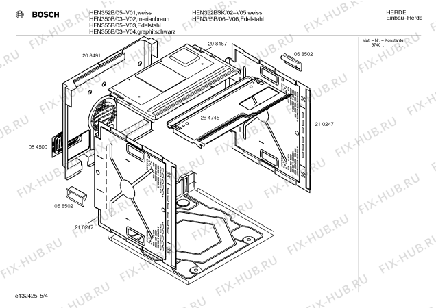 Схема №5 HEN252BCC с изображением Панель управления для плиты (духовки) Bosch 00289962