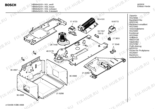 Взрыв-схема плиты (духовки) Bosch HBN6452 - Схема узла 02
