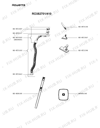Взрыв-схема пылесоса Rowenta RO382701/410 - Схема узла XP003707.7P2