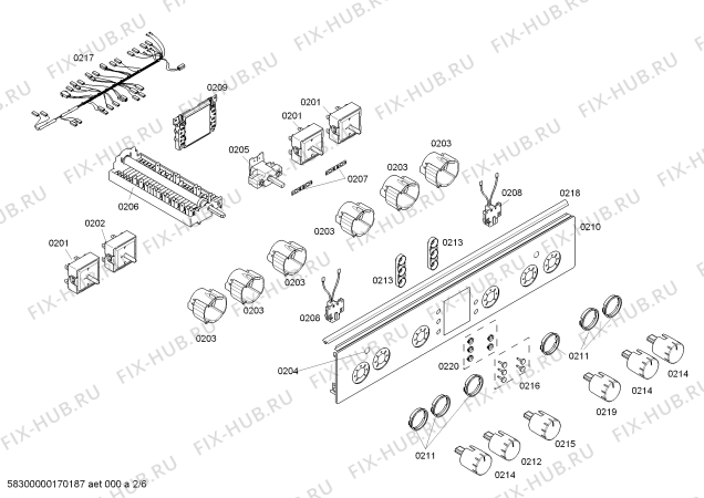 Схема №6 HCE743350E с изображением Стеклокерамика для электропечи Bosch 00688711