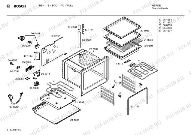 Взрыв-схема плиты (духовки) Bosch HSN112ESC - Схема узла 03