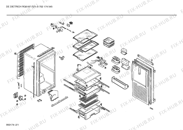 Схема №2 KIFDDL2FF RG6187F21 с изображением Крышка для холодильной камеры Bosch 00272245